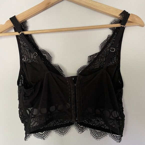 Victoria's Secret black bra lace detail lingerie size M mesh back unlined cups - Picture 4 of 8